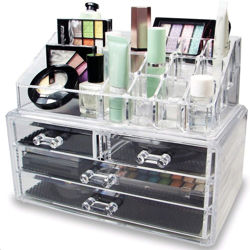 Coffret tiroirs maquillage transparent - Rangement maquillage